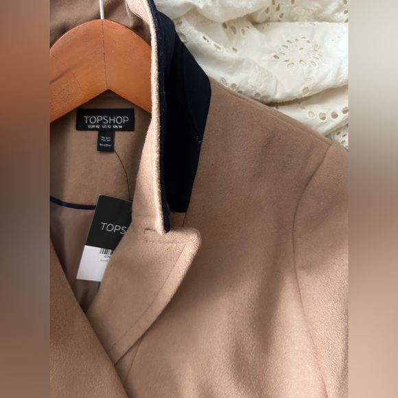 Camel Straight Cut Topshop Winter Coat - Sz 10 - Picture 4 of 4